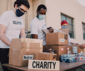 Business partners with a nonprofit organization.